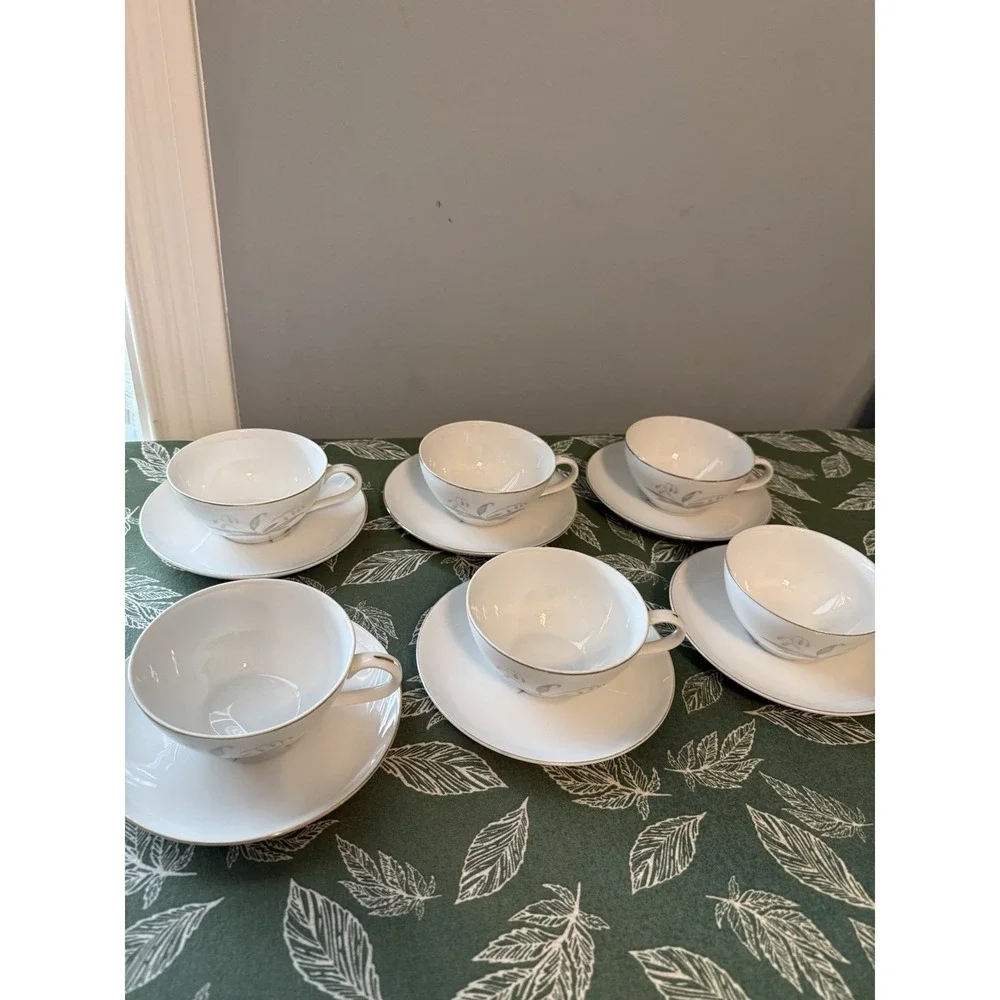 Kaysons Fina China Japan Vtg. Golden Rhapsody 1961 Cups & Saucers Set Of 6